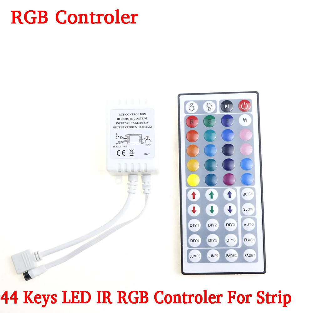 44-клавишный светодиодный ИК-контроллер RGB для RGB SMD 3528 5050, контроллер светодиодных лент, ИК-пульт дистанционного управления, диммер, вход 12 В, 6...
44-клавишный светодиодный ИК-контроллер RGB для RGB SMD 3528 5050, контроллер светодиодных лент, ИК-пульт дистанционного управления, диммер, вход 12 В, 6...