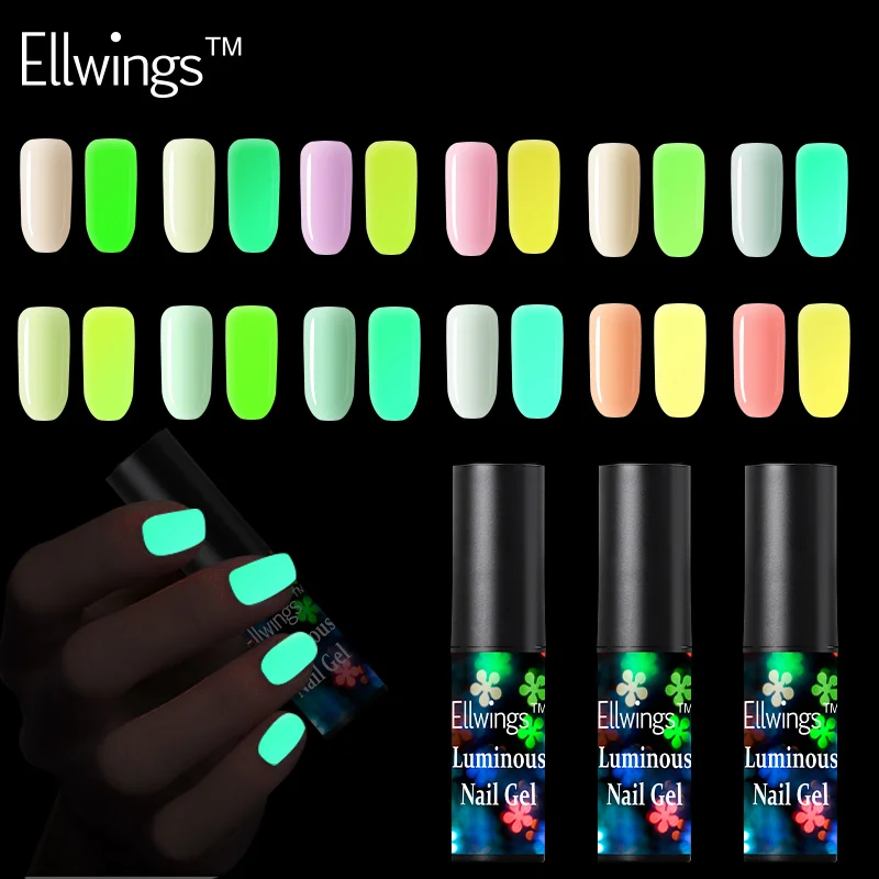 Ellwings 1 шт. флуоресцентный неоновый дизайн для ногтей лак светится в темноте УФ