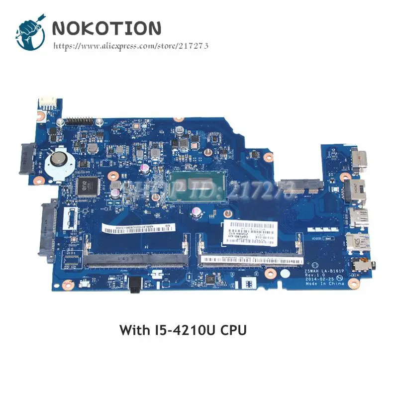Материнская плата NOKOTION для ноутбука Acer aspire E5-531, E5-571, E5-571P, Z5WAH LA-B161P, NBML811004, основная плата SR1EF I5-4210U, ЦПУ
Материнская плата NOKOTION для ноутбука Acer aspire E5-531, E5-571, E5-571P, Z5WAH LA-B161P, NBML811004, основная плата SR1EF I5-4210U, ЦПУ