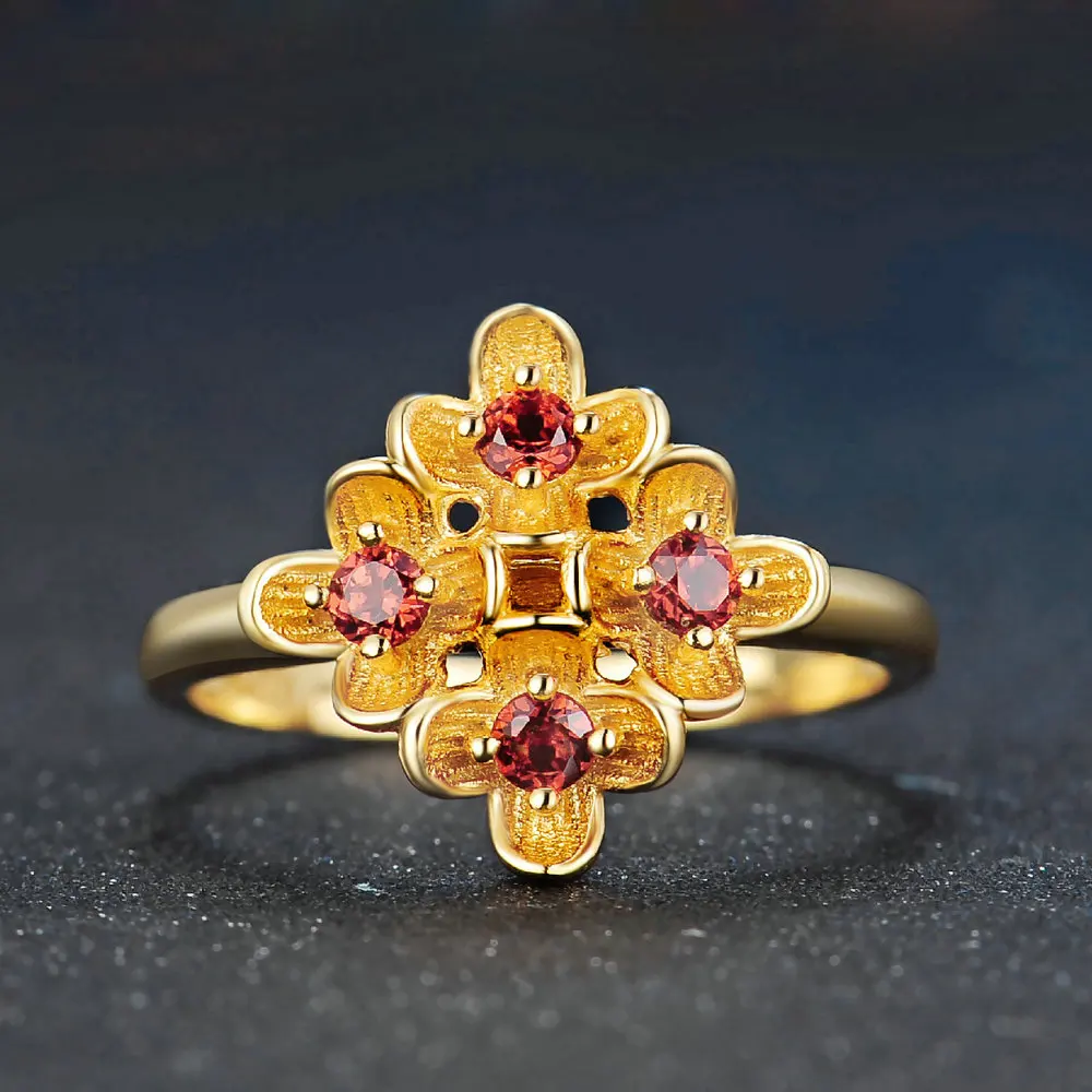 LAMOON Classic Four Flowers Natural Gemstone Red Garnet S925 Adjustable Rings 925 Sterling Silver Fine Jewelry For Women LMRI040
LAMOON Classic Four Flowers Natural Gemstone Red Garnet S925 Adjustable Rings 925 Sterling Silver Fine Jewelry For Women LMRI040