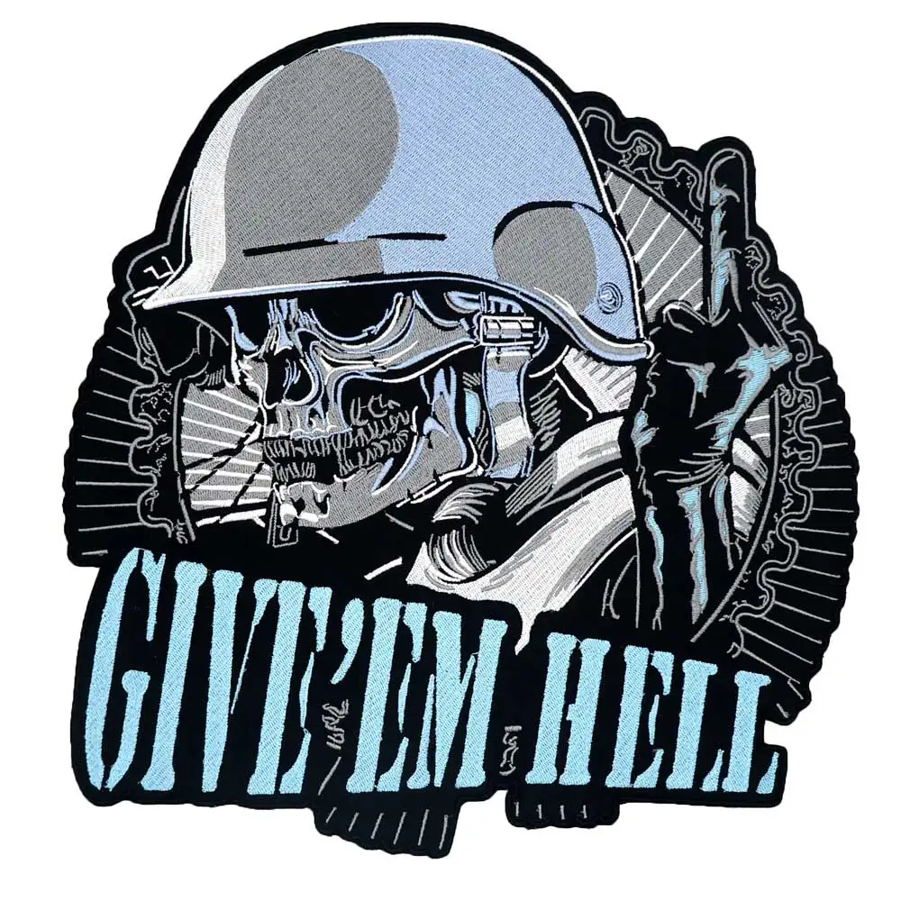 GIVE EM HELL SKULL Soldier Shooting Patch Embroidered Applique Sewing Label punk biker Clothes Stickers Apparel Accessories FU98
GIVE EM HELL SKULL Soldier Shooting Patch Embroidered Applique Sewing Label punk biker Clothes Stickers Apparel Accessories FU98