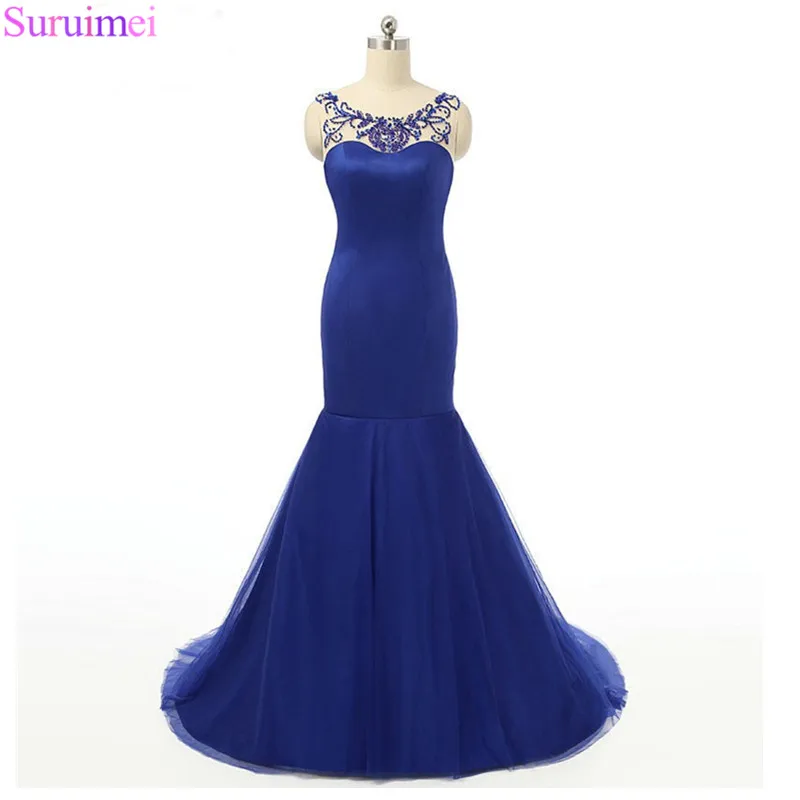 Mermaid Evening Dress Evening Party 2018 High Quality Scoop Beaded Crystals Tulle Royal Blue Long Dress Robe De Soiree
Mermaid Evening Dress Evening Party 2018 High Quality Scoop Beaded Crystals Tulle Royal Blue Long Dress Robe De Soiree