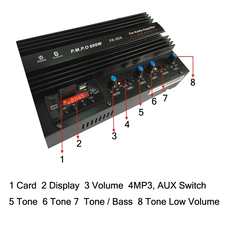 Новое поступление 600W 12V 220V 2 канальный Bluetooth автомобильный усилитель двойного