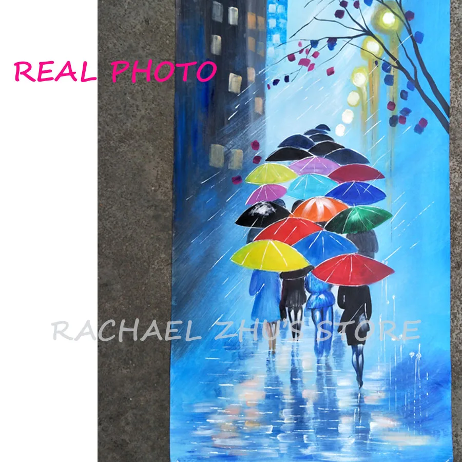 Hand Painted Abstract A Couple With Umbrella Oil Paintings Rainy Night Street Landscape Wall Pcitures For Living Room Home Decor
Hand Painted Abstract A Couple With Umbrella Oil Paintings Rainy Night Street Landscape Wall Pcitures For Living Room Home Decor