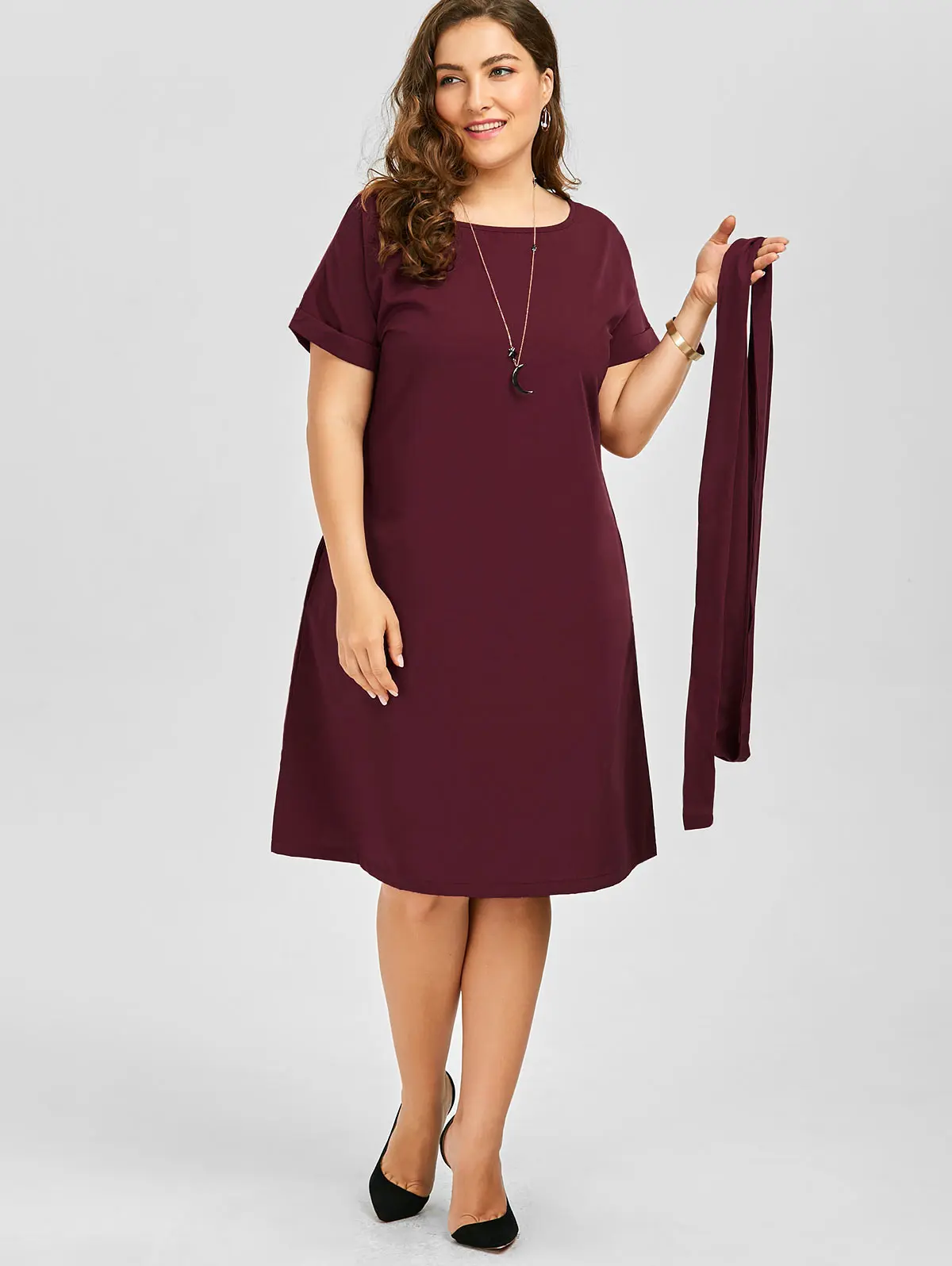 Женское винтажное платье до колена Wipalo с поясом и карманами одежда для работы