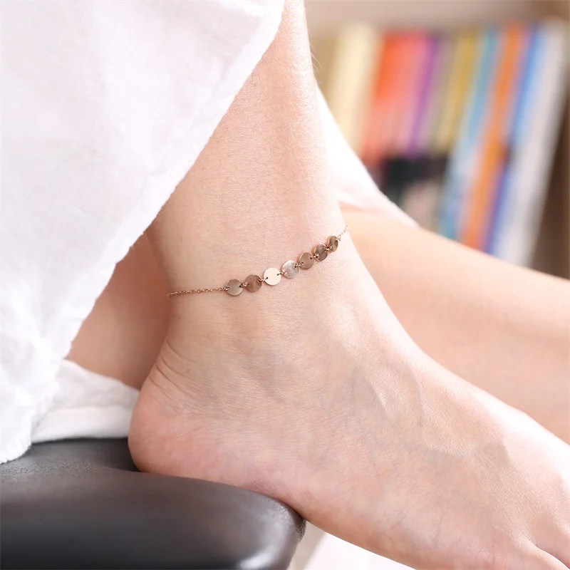 2020 new Rose Gold Girls Anklets Stainless Steel Ankle Bracelets Foot Chain For Women Seven Small Round Coins Jewelry Gift
2020 new Rose Gold Girls Anklets Stainless Steel Ankle Bracelets Foot Chain For Women Seven Small Round Coins Jewelry Gift