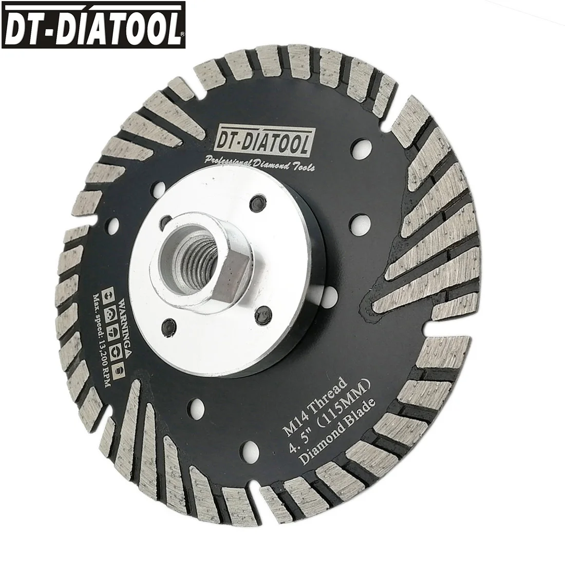 DT-DIATOOL 4.5"/115mm Diamond turbo Wheel Slant Protection Teeth Saw Blade Cutting Disc for Granite Marble M14 or 5/8-11 thread
DT-DIATOOL 4.5"/115mm Diamond turbo Wheel Slant Protection Teeth Saw Blade Cutting Disc for Granite Marble M14 or 5/8-11 thread