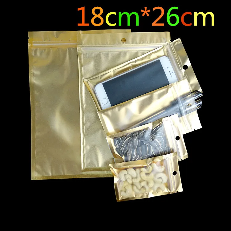 18cm*26cm Golden / Clear Self Sealing Zipper Plastic Retail Pack Package Storage Bag, Zip Lock Bag Retail Packing W/ Hang Hole
18cm*26cm Golden / Clear Self Sealing Zipper Plastic Retail Pack Package Storage Bag, Zip Lock Bag Retail Packing W/ Hang Hole