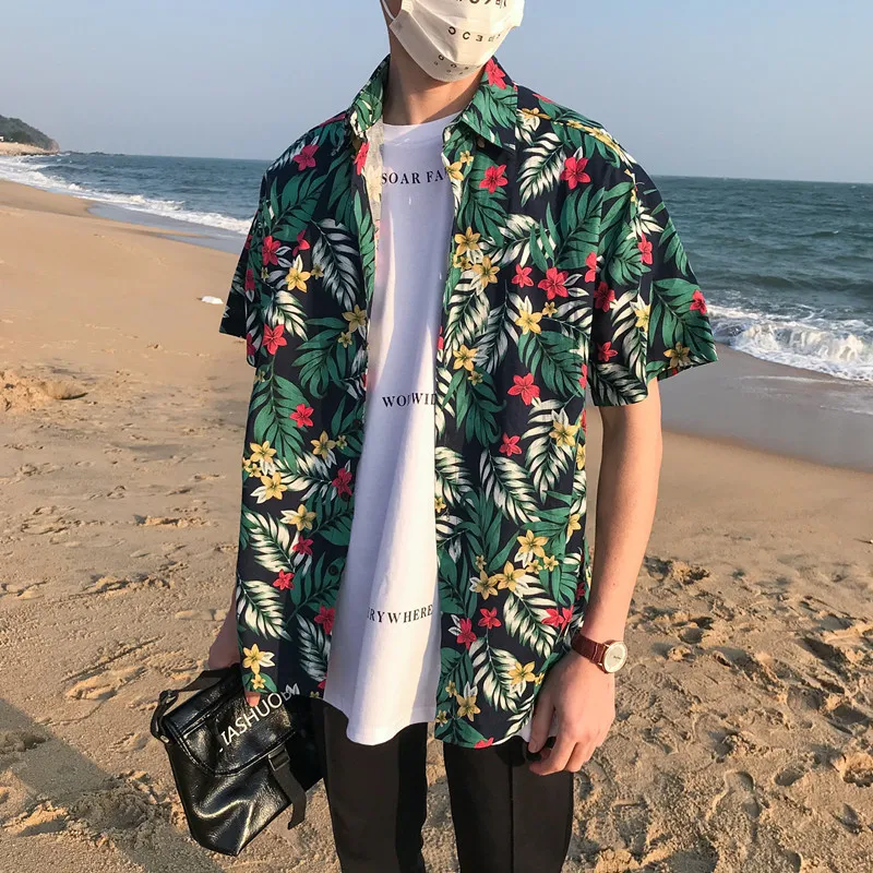 Hawaiian Vacation Beach Tops Men Shirts Casual Short Sleeve Loose Floral Print Shirt Turn-down Collar Male Fashion Leaf shirts
Hawaiian Vacation Beach Tops Men Shirts Casual Short Sleeve Loose Floral Print Shirt Turn-down Collar Male Fashion Leaf shirts