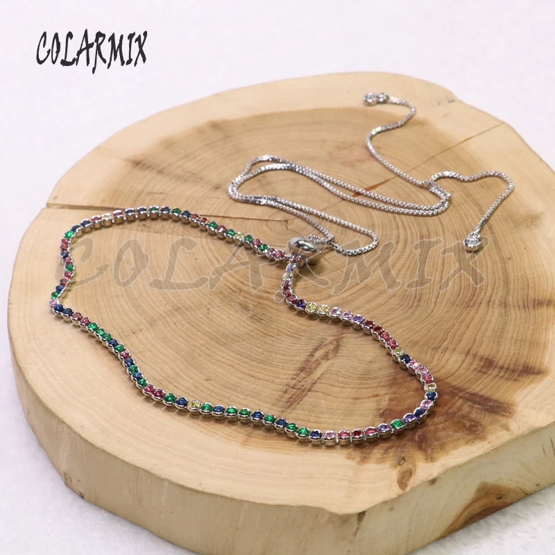 5Pcs Colorful zircon stone necklace fashion rainbow color jewelry necklace Adjustable zircon necklace jewelry necklace for lady
5Pcs Colorful zircon stone necklace fashion rainbow color jewelry necklace Adjustable zircon necklace jewelry necklace for lady
