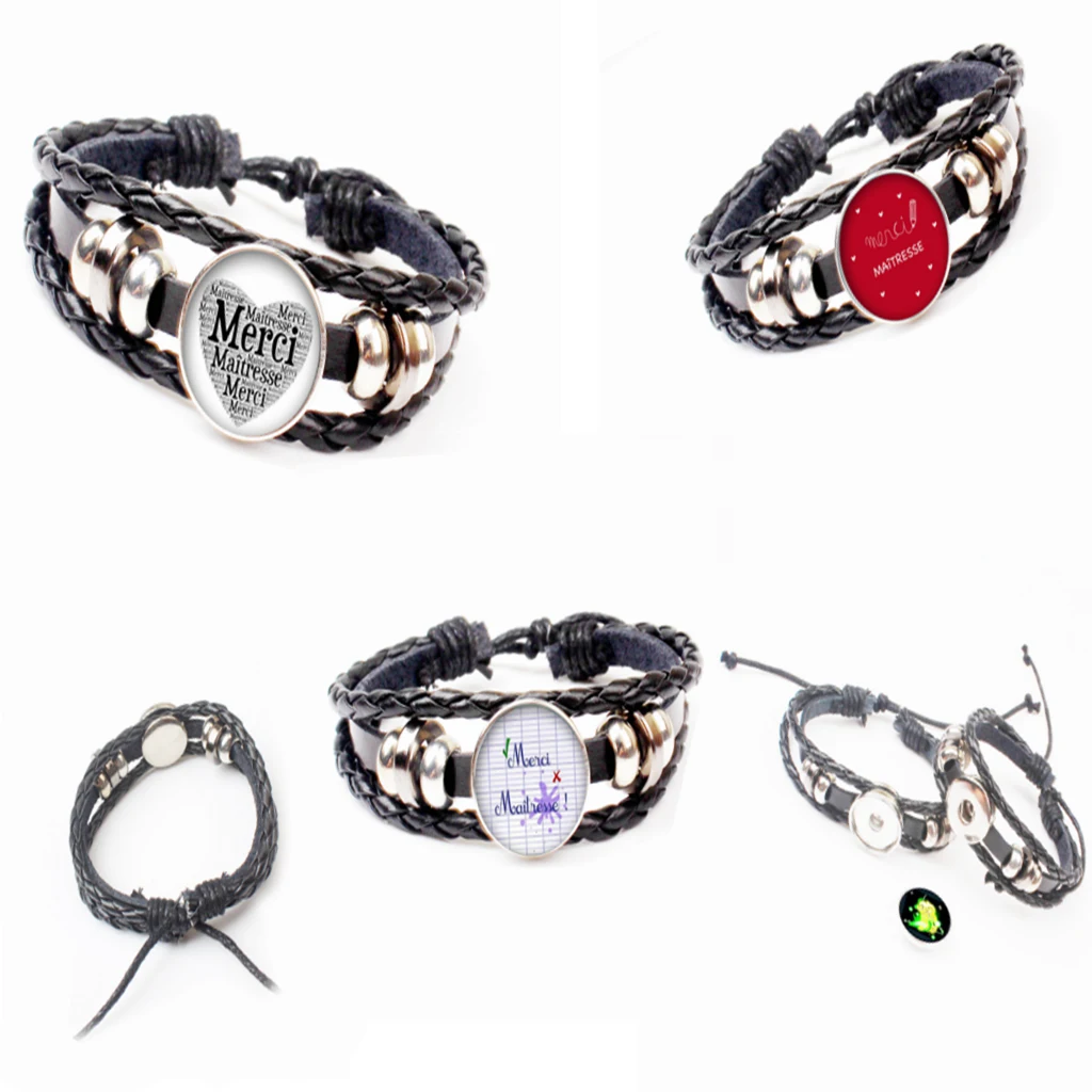 XKXLHJ New Hot Merci Maitresse Pattern Round Leather Bracelet Photo Glass Cabochlet Bracelet Jewelry Gift
XKXLHJ New Hot Merci Maitresse Pattern Round Leather Bracelet Photo Glass Cabochlet Bracelet Jewelry Gift
