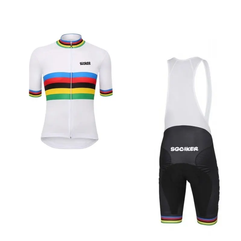 

SGCIKER world champion leader rainbow honer cycling jersey set power band sleeves bike cloth MTB Ropa Ciclismo Bicycle maillot