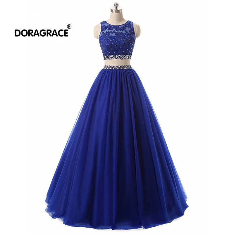 Doragrace Vestido De Festa с аппликацией из бисера а силуэта без рукавов двух частей