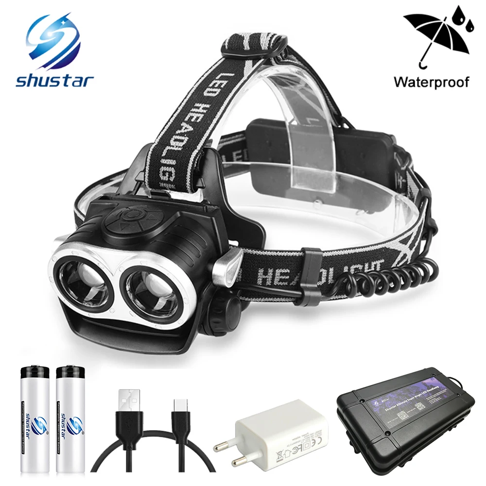 Super bright Led Headlamp 2xT6 LED head Zoomable Headlight Waterproof Head Torch flashlight Head lamp Fishing Hunting Light
Super bright Led Headlamp 2xT6 LED head Zoomable Headlight Waterproof Head Torch flashlight Head lamp Fishing Hunting Light