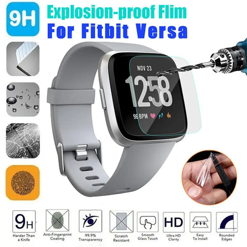 

EastVita 1 Pcs/2 Pcs Clear Bubble-Free 9H 2.5D Tempered Glass Screen Protector For Fitbit Versa Smartwatch Protective film r57