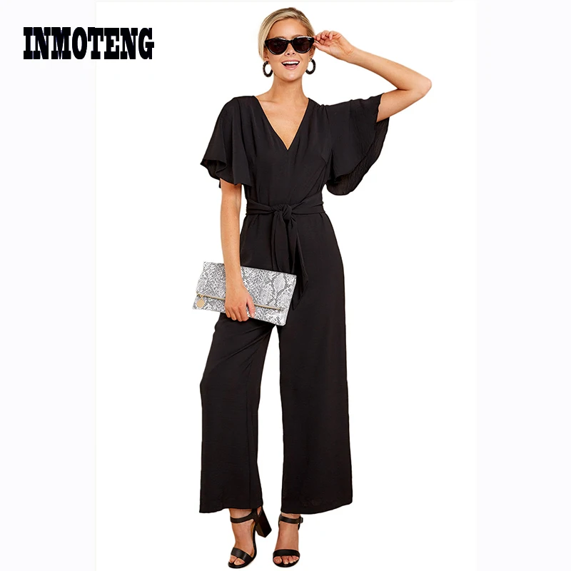 INMOTENG Summer Women Office Jumpsuit Romper Black Orange Red Short Sleeve V Neck Casual Playsuit Ladies Wide Leg Loose Overalls
INMOTENG Summer Women Office Jumpsuit Romper Black Orange Red Short Sleeve V Neck Casual Playsuit Ladies Wide Leg Loose Overalls