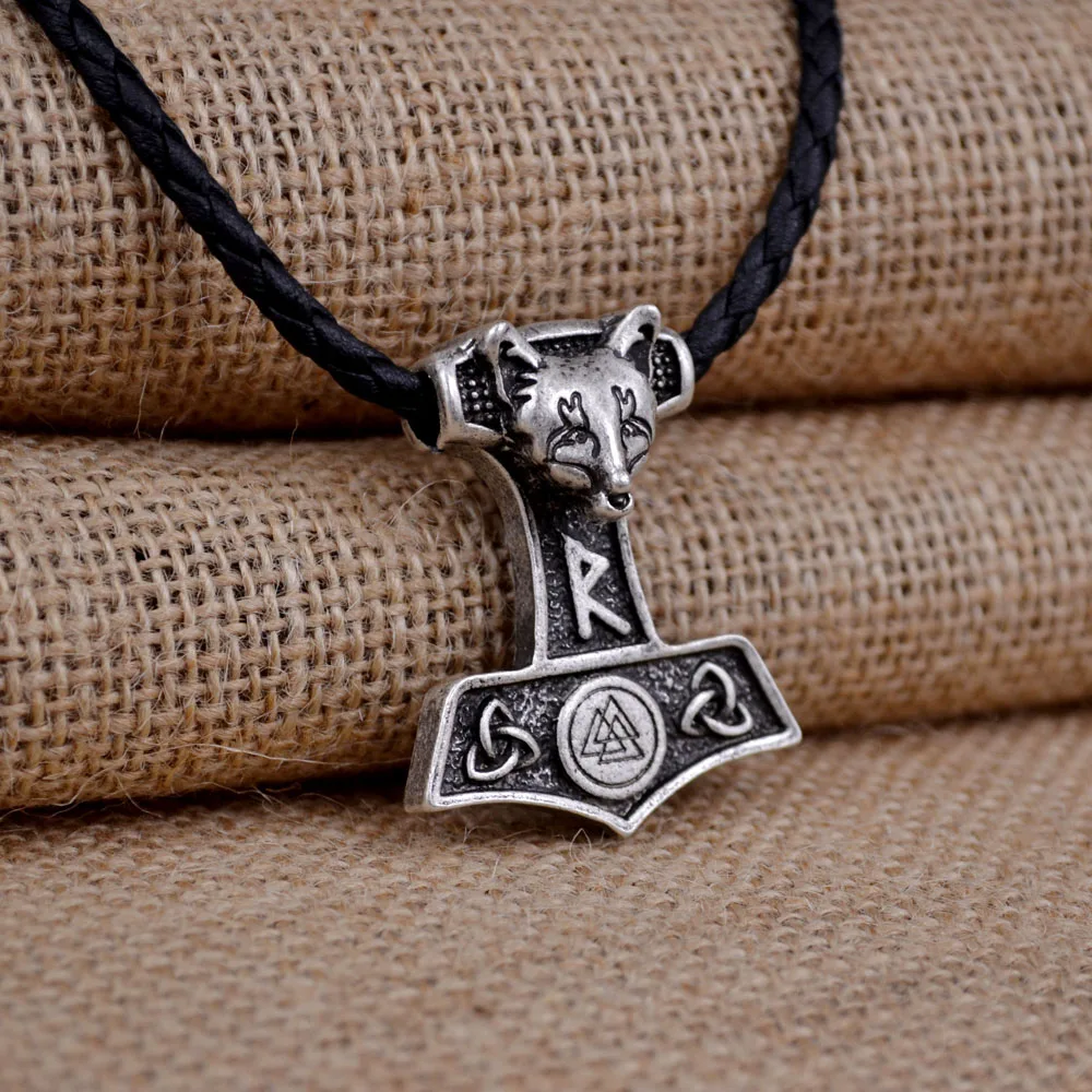 HUIDANG 1 шт. оптовая продажа norse лиса Тор молоток кулон викинги Норвегия символ Valknut