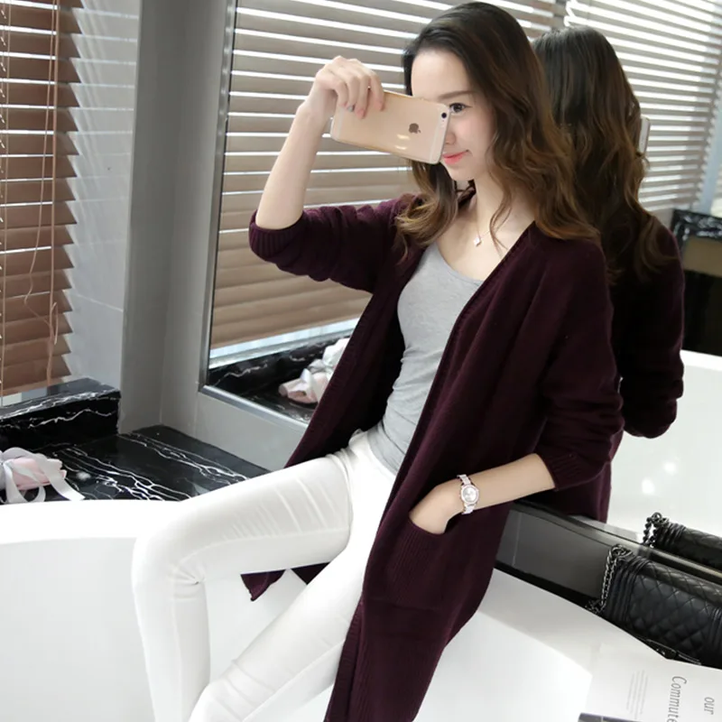 Long Knit V Collar Cardigan Women'S Sweater 2020 Winter Warm Coat Jackets Pocket Female Autumn Outwear Open Loose Coat
Long Knit V Collar Cardigan Women'S Sweater 2020 Winter Warm Coat Jackets Pocket Female Autumn Outwear Open Loose Coat