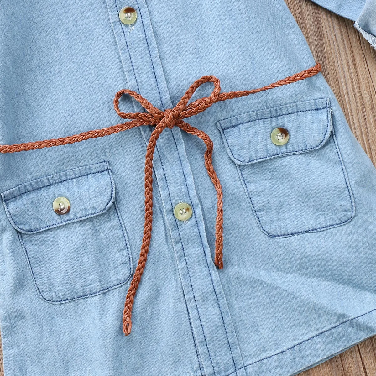 Citgeett/Детские джинсы для девочек Джинсовая футболка с карманами и рукавами