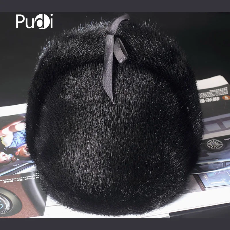 Новые мужские наушники Pudi 170759 однотонная норковая шапка Удобная теплая зимняя на