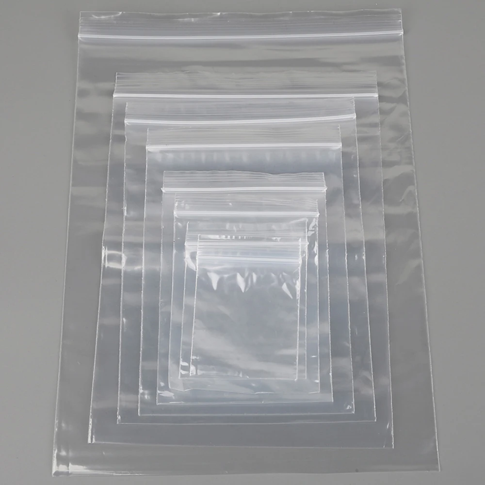 100 шт./лот Zip Lock повторно Закрывающиеся Пластиковые Полиэтиленовые прозрачные