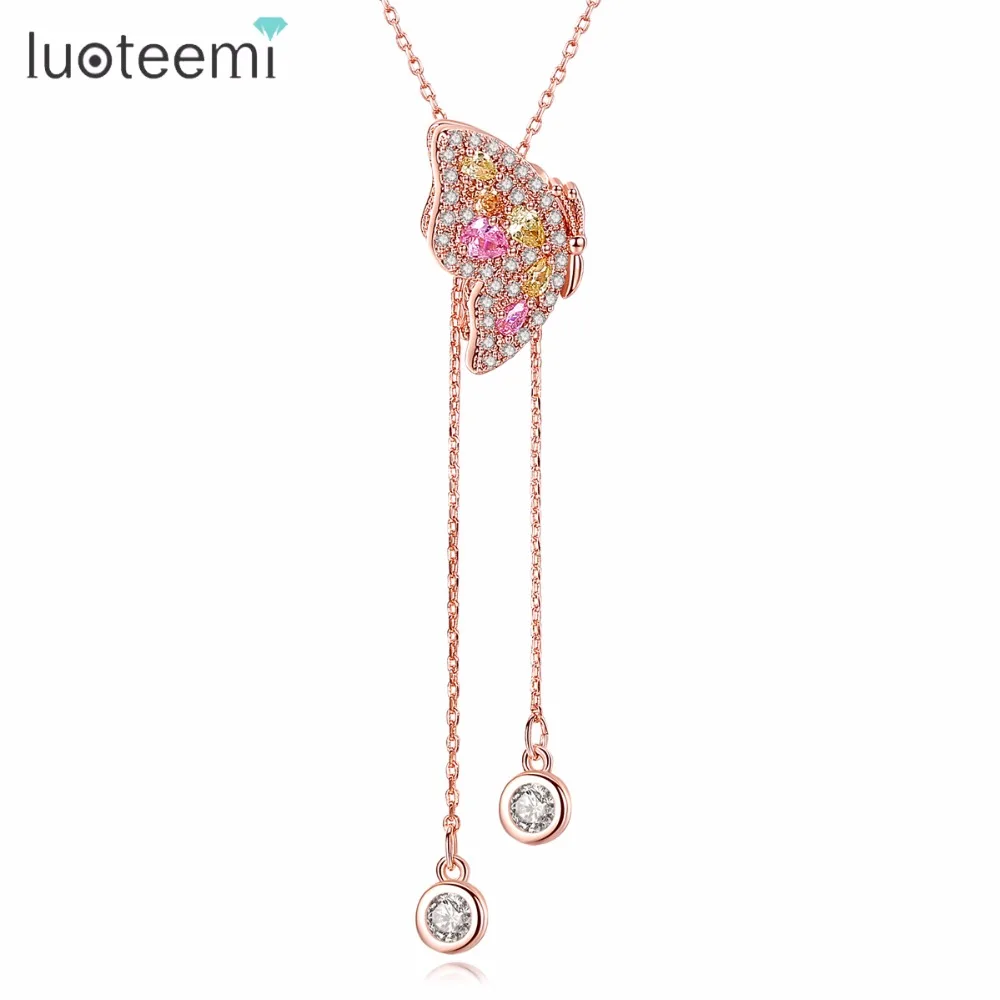LUOTEEMI Pendant Necklace Copper CZ Butterfly Shape Long Chain Tassel 2018 New Style Vintage For Women Lady Party Jewelry
LUOTEEMI Pendant Necklace Copper CZ Butterfly Shape Long Chain Tassel 2018 New Style Vintage For Women Lady Party Jewelry