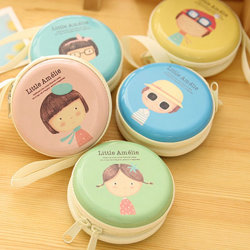 Girl Cartoon Cute Coin Purse Holder Key Wallet Children Kids Female Card Bag Tinplate Headset Box Case Storage Gift | Багаж и сумки