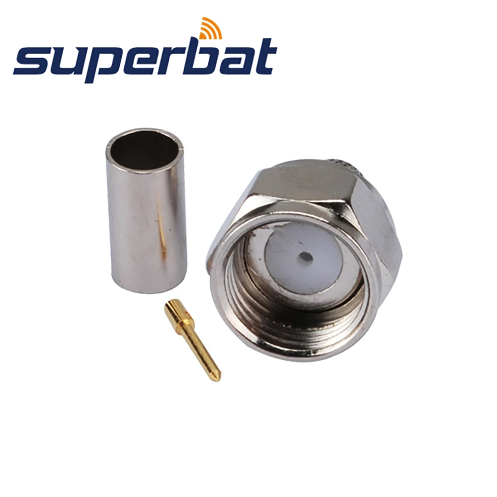 Superbat 10 шт. F 75 Ом обжимной разъем RF коаксиальный прямой для кабеля RG58 RG400 RG142