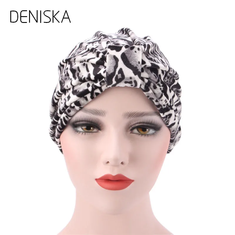 DENISKA New Bandanas Women Floral Print Muslim Stretch Turban Headwear Lady Chemo Hair Warp Beanie | Аксессуары для одежды