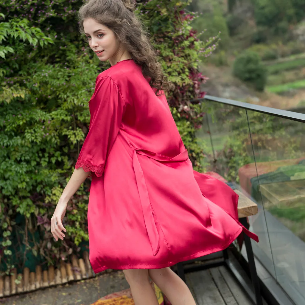 Sexy Silk Dress +Robes Sleepdress Sets Fashion Lace Up 2-piece Suits Pure Color Women Robe Set Casual Homewear Women Nightwear
Sexy Silk Dress +Robes Sleepdress Sets Fashion Lace Up 2-piece Suits Pure Color Women Robe Set Casual Homewear Women Nightwear
