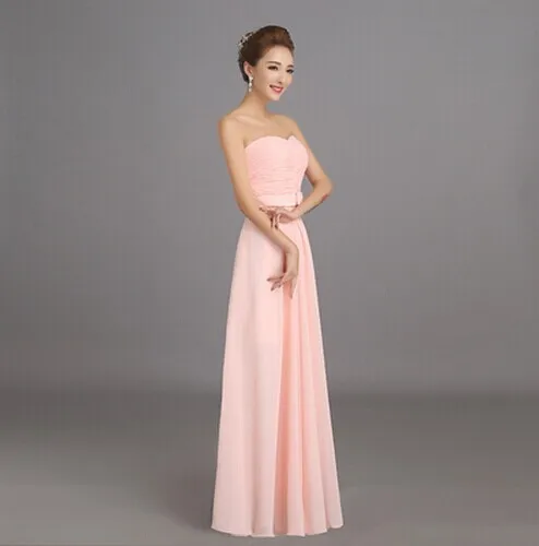 Женское шифоновое платье подружки невесты длинное розовое для свадьбы или