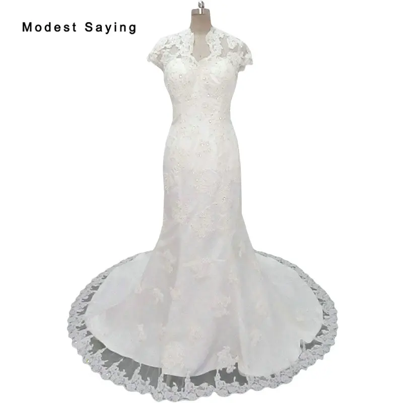 Elegant Ivory Mermaid Beaded Lace Wedding Dresses 2019 with Keyhole Back Formal Women Short Sleeve Bridal Gowns vestido de noiva
Elegant Ivory Mermaid Beaded Lace Wedding Dresses 2019 with Keyhole Back Formal Women Short Sleeve Bridal Gowns vestido de noiva