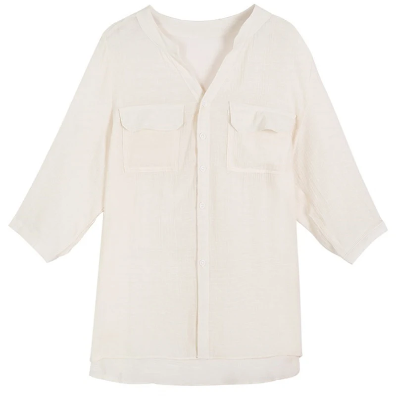 shintimes Pockets White Blouse Women 2019 Woman Blouses And Shirts For Ladies Tops Three Quarter V-Neck Korean Chemisier Femme
shintimes Pockets White Blouse Women 2019 Woman Blouses And Shirts For Ladies Tops Three Quarter V-Neck Korean Chemisier Femme