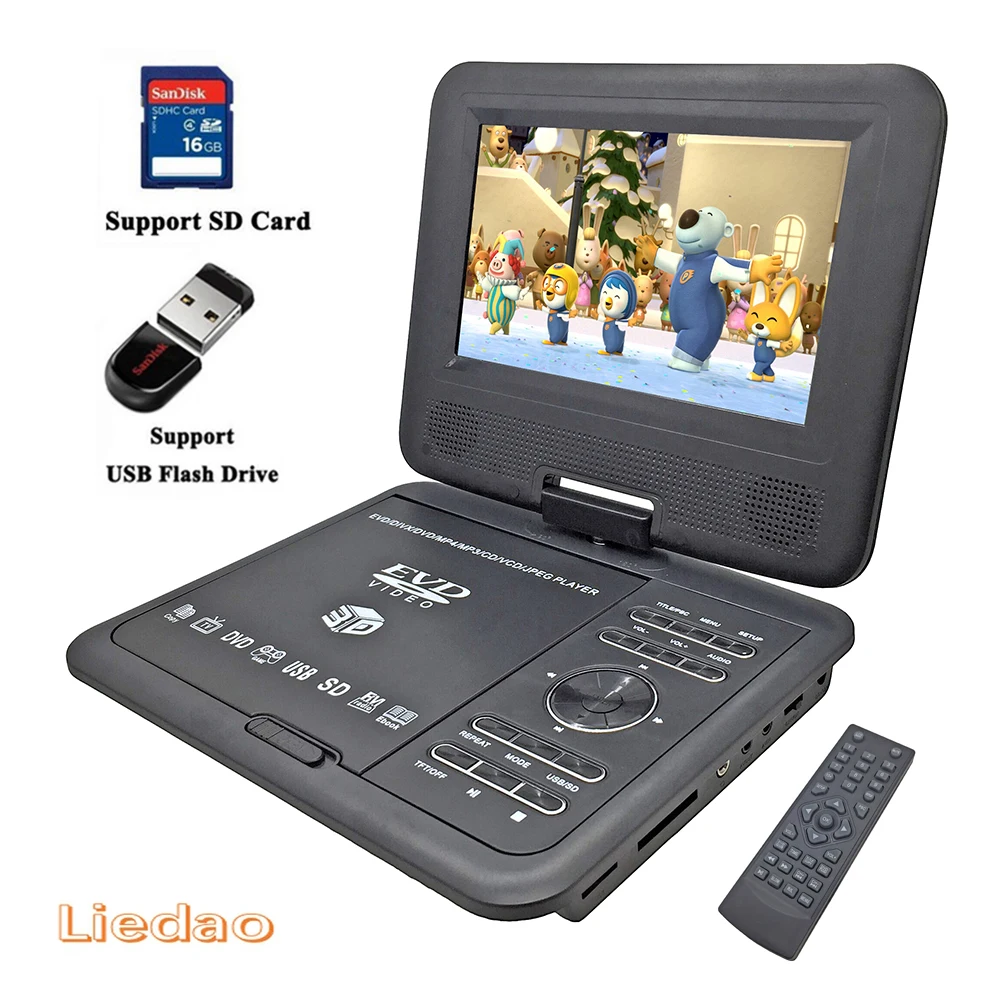 Liedao 7 8 дюймов портативный dvd-плеер цифровой мультимедийный перезаряжаемый