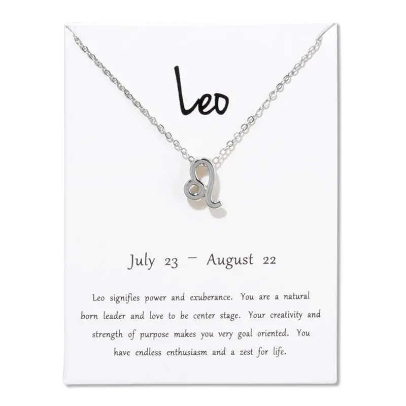 Elegant Card Leo 12 Constellation Pendant Necklaces For Women Zodiac Chains Necklace Color Birthday Gifts Jewelry
Elegant Card Leo 12 Constellation Pendant Necklaces For Women Zodiac Chains Necklace Color Birthday Gifts Jewelry