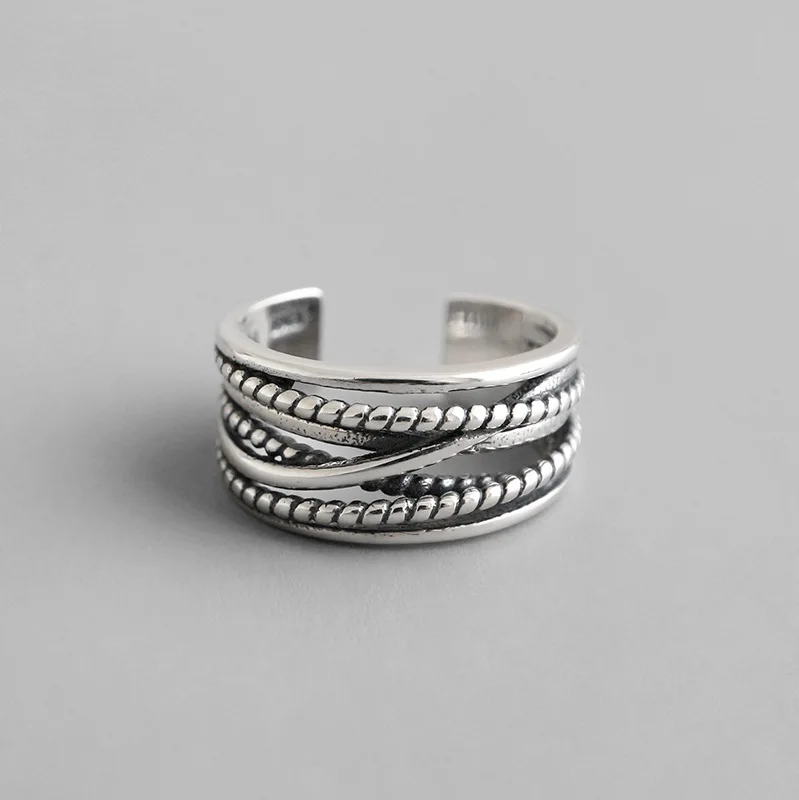 Vintage Multi-layer twist Open Ring Female Jewelry Real Solid 925 Sterling Silver Rings for Women Bagues Femme Cool Punk
Vintage Multi-layer twist Open Ring Female Jewelry Real Solid 925 Sterling Silver Rings for Women Bagues Femme Cool Punk