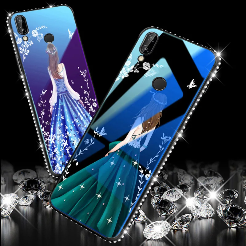 SemgCeKen Алмазный Блестящий стеклянный чехол для huawei NOVA 3 3E 3I 4 NOVA3 E I роскошный