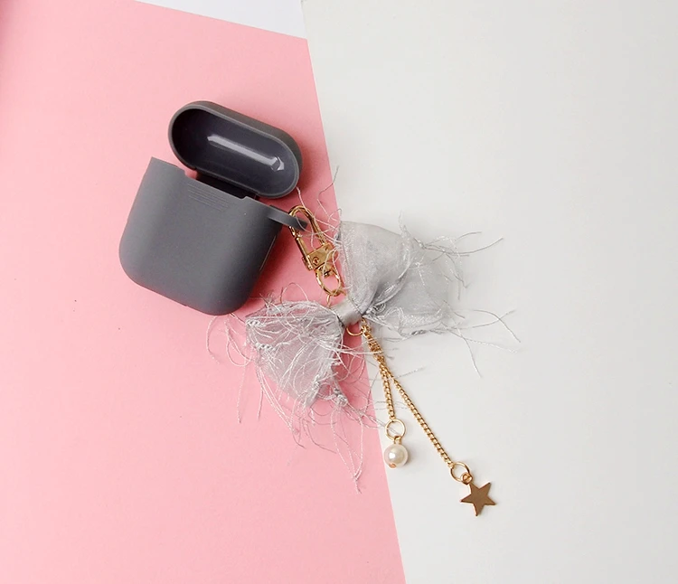 Милые ярких расцветок с кружевным бантом звезда Аксессуары для Airpods брелок