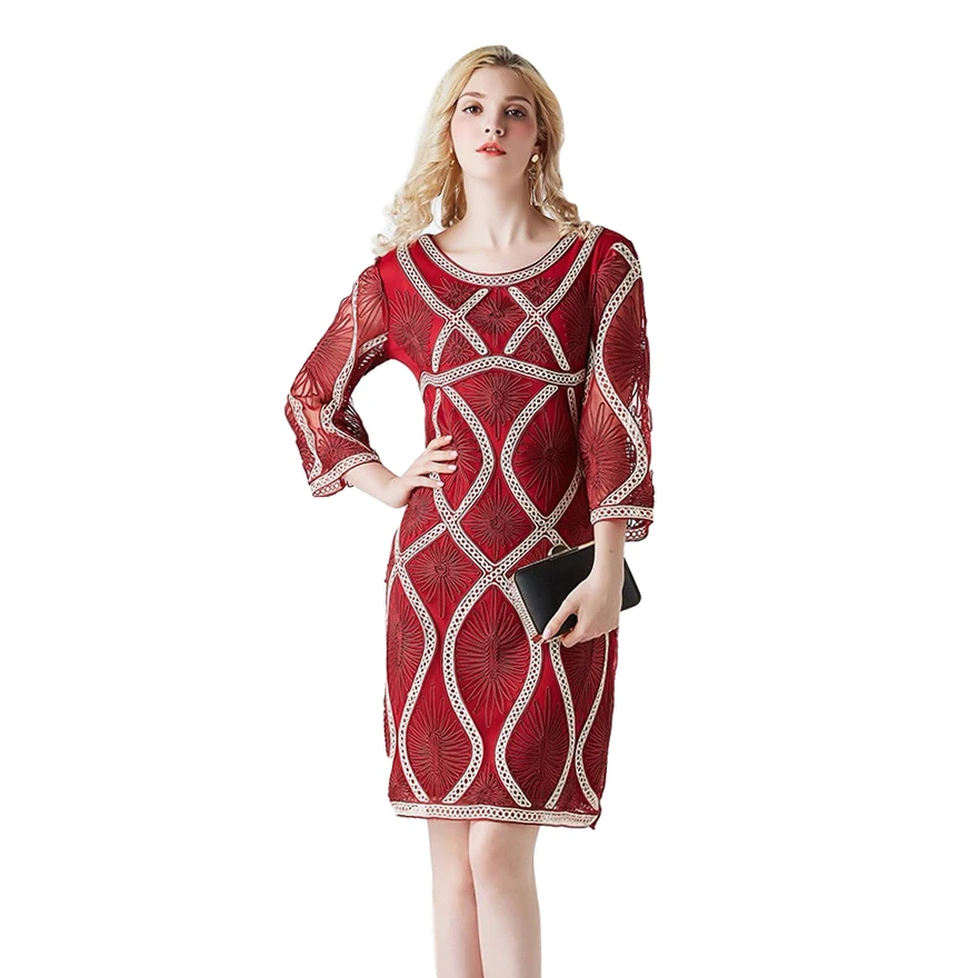 Autumn Generous Women Seven-minute Sleeves Flower Embroidered Tulle Dress Organza
Autumn Generous Women Seven-minute Sleeves Flower Embroidered Tulle Dress Organza