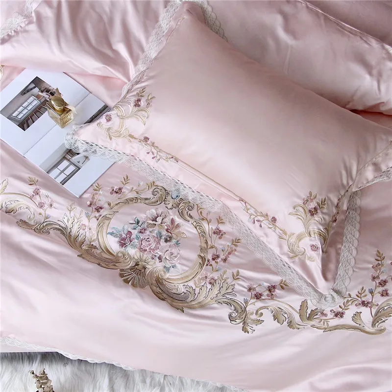 Pink European Court Style Luxury Royal Embroidery 100S silk Cotton soft Bedding Set Duvet Cover Bed sheet Bed Linen Pillowcases
Pink European Court Style Luxury Royal Embroidery 100S silk Cotton soft Bedding Set Duvet Cover Bed sheet Bed Linen Pillowcases