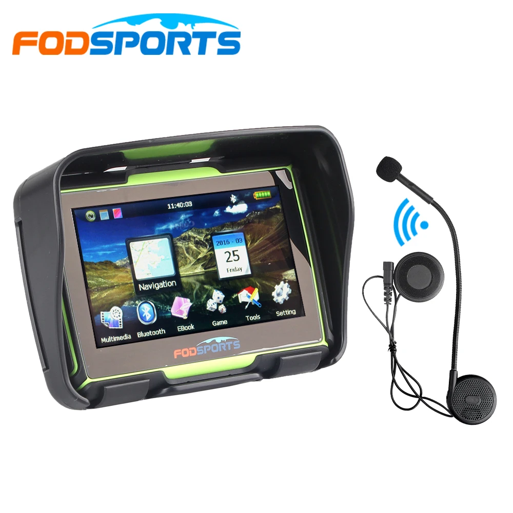 Навигатор для мотоцикла Fodsports 4 3 дюйма 256 Мб 8 ГБ IPX7 GPS навигатор водонепроницаемая