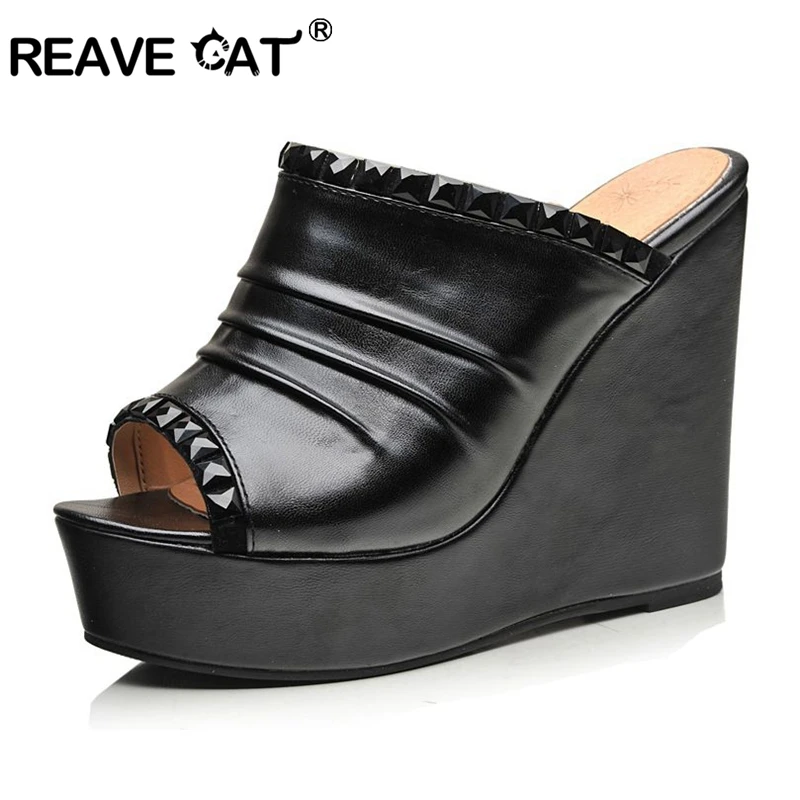 REAVE CAT Wedge Sandals Mules Slippers Peep toe Platform High heel Black White Orange Rhinestone Pleated Summer Ladies ZL022
REAVE CAT Wedge Sandals Mules Slippers Peep toe Platform High heel Black White Orange Rhinestone Pleated Summer Ladies ZL022