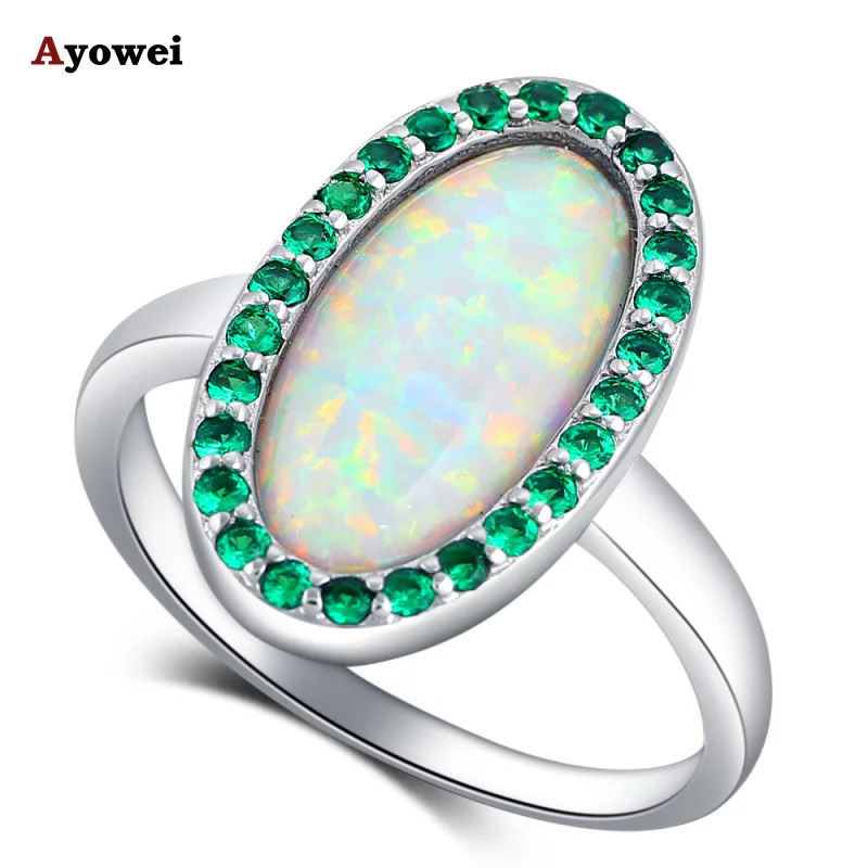 Ayowei Wedding Ring for women green Zircon Inlay White Fire Opal Silver Stamped Fashion Jewelry Rings USA Sz #6#7#8#8.5#9 OR894A
Ayowei Wedding Ring for women green Zircon Inlay White Fire Opal Silver Stamped Fashion Jewelry Rings USA Sz #6#7#8#8.5#9 OR894A