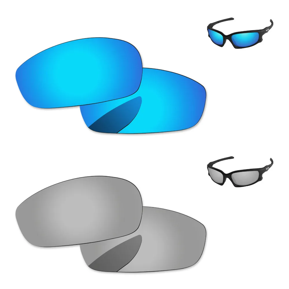 

Хромированные серебристые и голубые 2 пары зеркальные поляризованные Сменные линзы для сплит солнечные очки к куртке оправа 100% защита от UVA ...