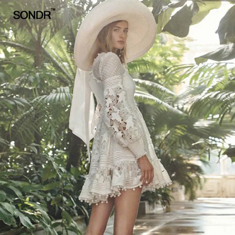 SONDR Women Summer Mini Dress Hollow out 2019 New Arrival Lace Patchwork Floral Embroidery Party Dresses Long Lantern Sleeves
SONDR Women Summer Mini Dress Hollow out 2019 New Arrival Lace Patchwork Floral Embroidery Party Dresses Long Lantern Sleeves