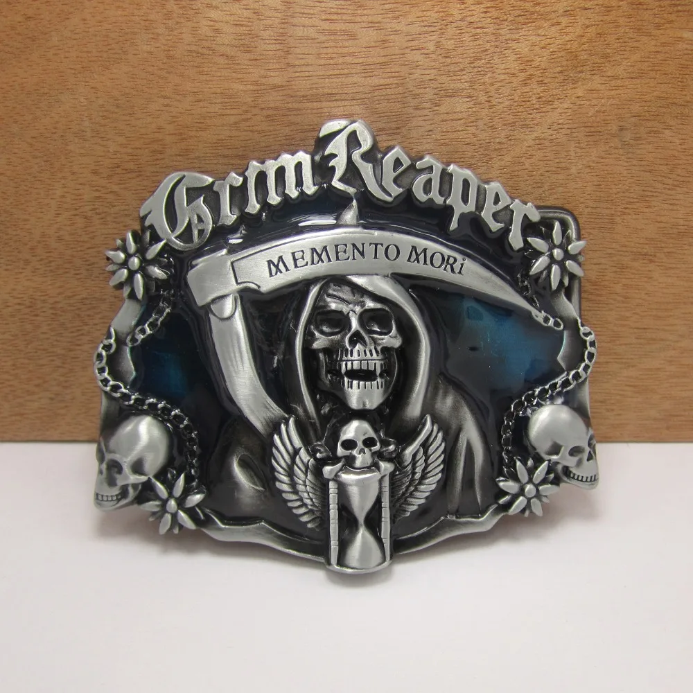 BuckleClub Синий эмалированный GRIM REAPER Череп ковбойский подарок пряжка для ремня