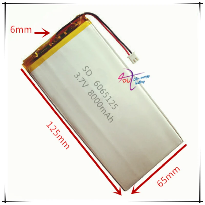 XHR-2P 2.54 8000mAh 3.7V large capacity polymer battery 6065125 Tablet PC 5866125
XHR-2P 2.54 8000mAh 3.7V large capacity polymer battery 6065125 Tablet PC 5866125