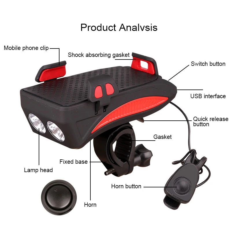 4 In 1 USB Front Bike Light 4000MAH Rechargeable Battery Power Back Function Bicycle Lamp Cycling Phone Holder with Bell
4 In 1 USB Front Bike Light 4000MAH Rechargeable Battery Power Back Function Bicycle Lamp Cycling Phone Holder with Bell