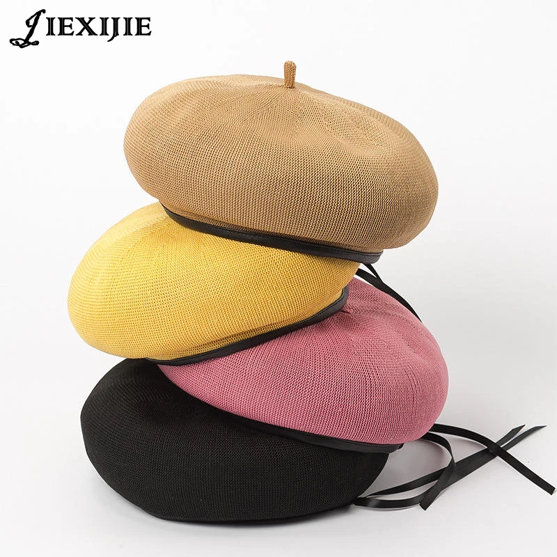 French beret spring summer Girl Beret Womenknitted breathable adjustment Draw String pu leather beret painter cap boina pillbox
French beret spring summer Girl Beret Womenknitted breathable adjustment Draw String pu leather beret painter cap boina pillbox