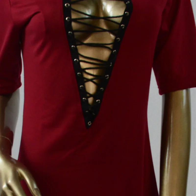 Bandage Plunging V Neck Hollow Out Sexy Dress Short Sleeve Nightclub Loose Casual European Style Party Dresses Vestidos Rz*
Bandage Plunging V Neck Hollow Out Sexy Dress Short Sleeve Nightclub Loose Casual European Style Party Dresses Vestidos Rz*